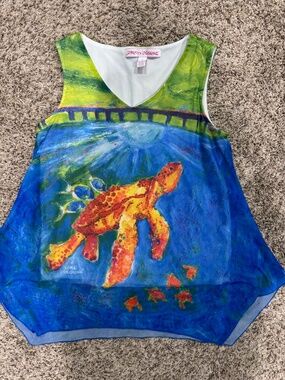 Leoma Lovegrove sleeveless Sea Turtle top size medium